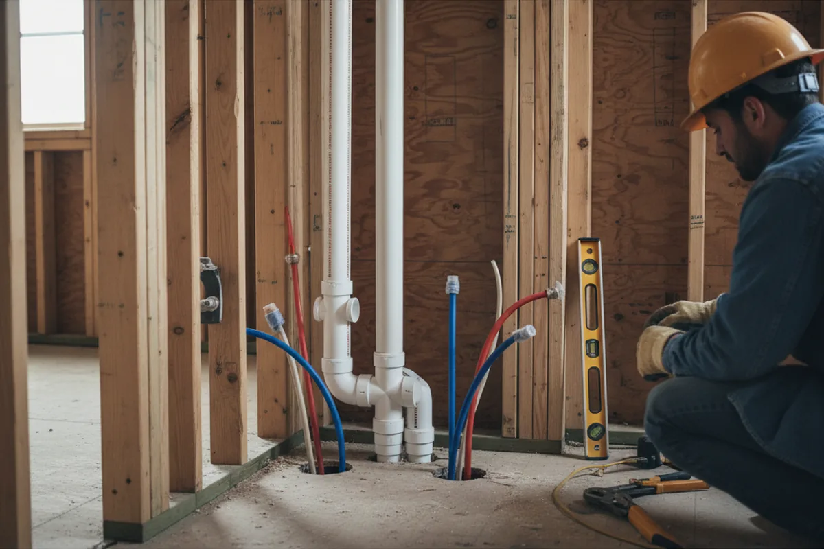 Drain and supply rough-in during Toilet Repair and Installation in Biddeford